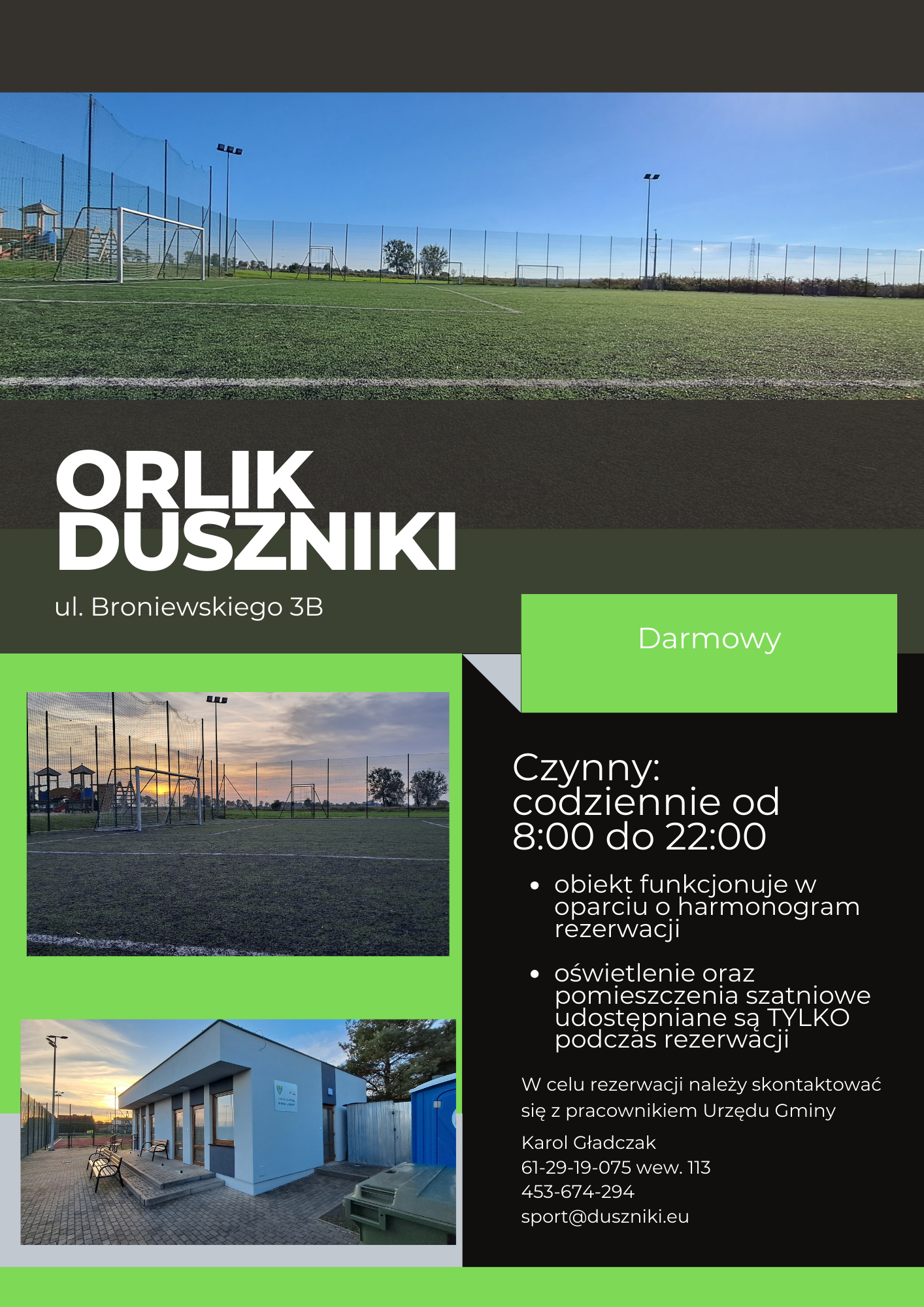 Grafika informacyjna boisk ORLIK w Dusznikach